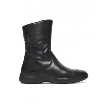 Botine dama -  piele naturala - fermoar - negru -