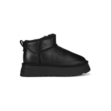 Botine dama -  piele naturala - flatform - negru