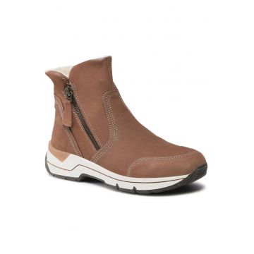 Botine dama -  piele naturala - maro - fermoar - interior izolat