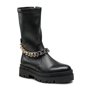 Botine dama -  piele naturala - negre - fermoar