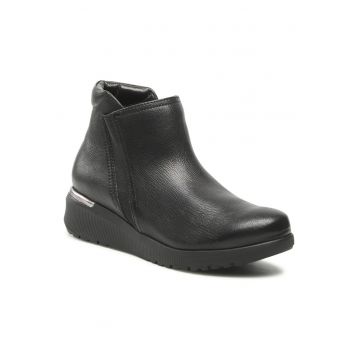 Botine dama -  piele naturala - negru -