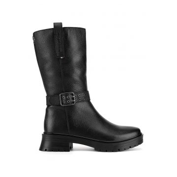 Botine dama -  piele naturala - negru - inchidere cu fermoar -