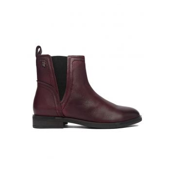 Botine dama -  piele naturala - rosu - Rosu