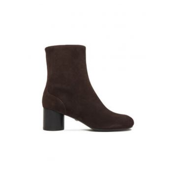 Botine dama -  piele naturala - rotund - maro -