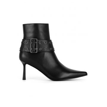 Botine dama -  piele naturala - stiletto - negru -