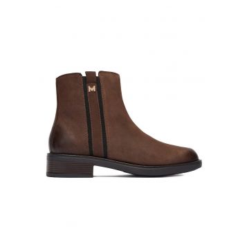 Botine dama -  piele naturala - toc bloc - fermoar - maro -