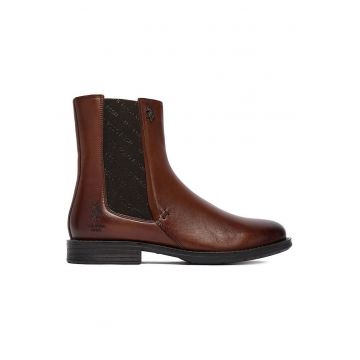 Botine dama -  piele naturala - toc jos - fermoar - maro - Maro