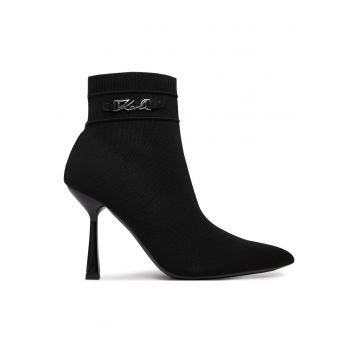 Botine dama -  stiletto - negru - textil