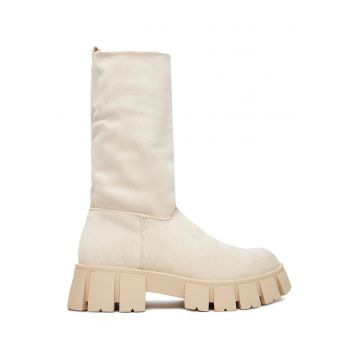 Botine de dama -  material textil - bej -