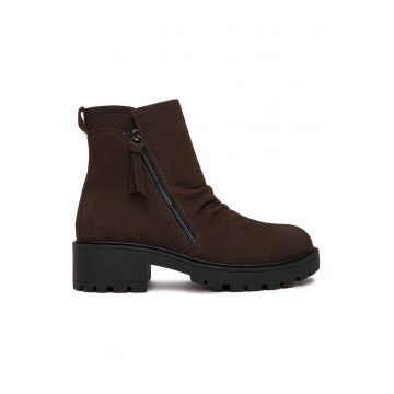 Botine de dama -  material textil - maro -