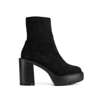 Botine de dama -  material textil - negru -