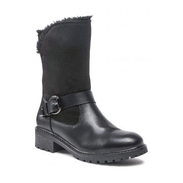 Botine de dama -  material textil - negru -