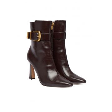 Botine de dama -  piele ecologica - maro -