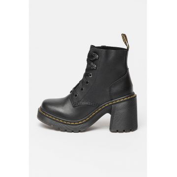 Botine de piele cu sireturi Jesy - Negru