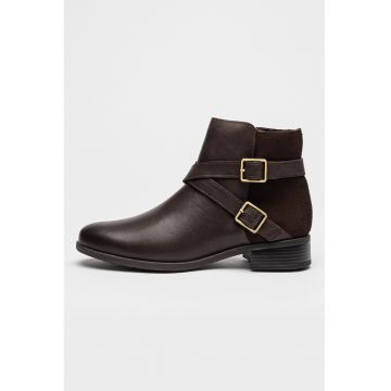 Botine din piele si piele intoarsa Havisham - Maro