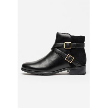Botine din piele si piele intoarsa Havisham - Negru