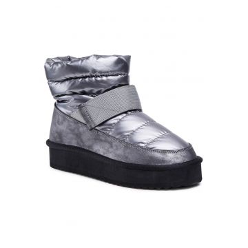 Botine  material textil - gri