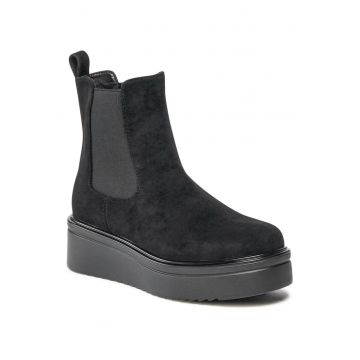 Botine  material textil - negru