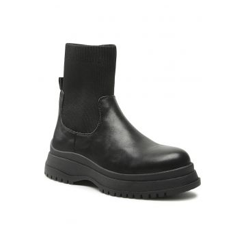 Botine -  piele ecologica - negru