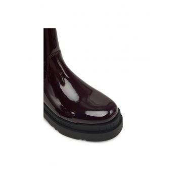 Botine  piele ecologica - rosu