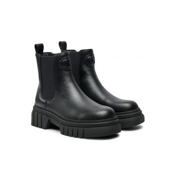 Botine  piele naturala - negru