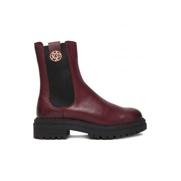 Botine  piele naturala - rosu