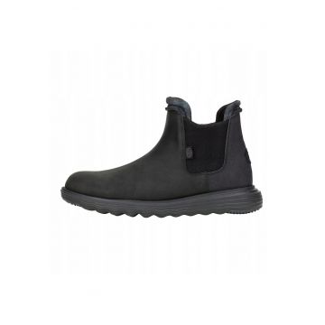 Ghete Chelsea de piele naturala pentru Barbati -  Branson Classic - Negru - Negru
