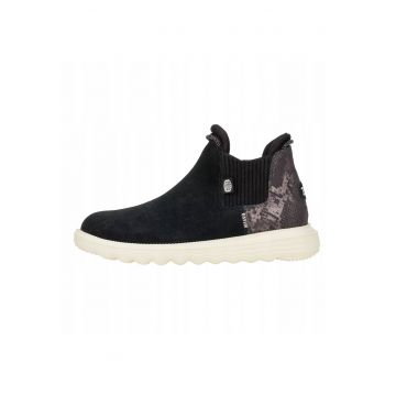Ghete Chelsea de piele naturala pentru Femei -  Wendy Branson Suede - Negru