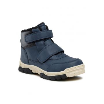 Ghete copii -  piele ecologica - albastru - inchidere velcro - interior plastic -
