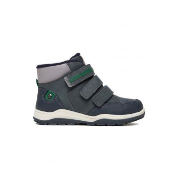 Ghete copii -  piele naturala - albastru - velcro -
