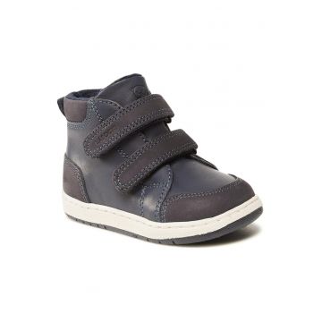 Ghete copii -  piele naturala - albastru - velcro -