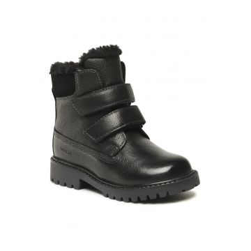 Ghete copii -  piele naturala - negru - velcro