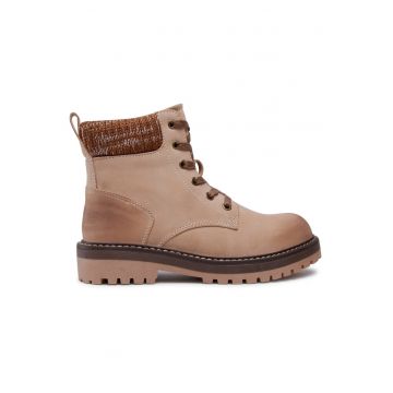 Ghete dama -  piele ecologica - fermoar - bej -