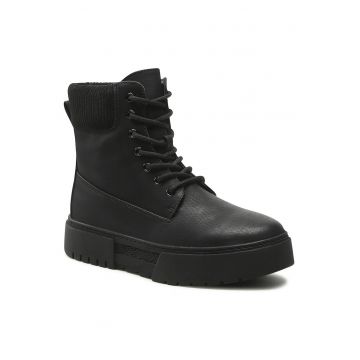 Ghete dama -  piele ecologica - negru - design clasic -