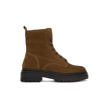 Ghete dama -  piele naturala - fermoar - maro -