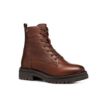 Ghete dama -  piele naturala - fermoar - maro