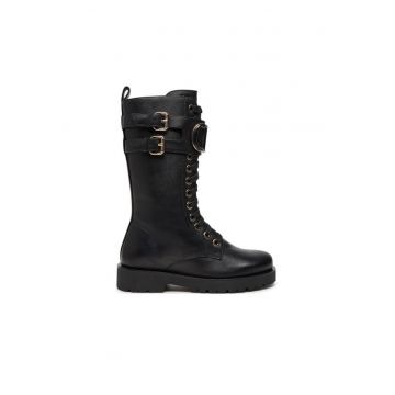 Ghete dama -  piele naturala - fermoar - negru - Negru