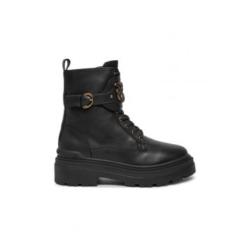 Ghete dama -  piele naturala - fermoar - negru -