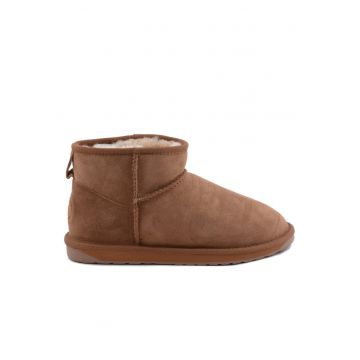 Ghete dama -  Piele naturala - Maro -