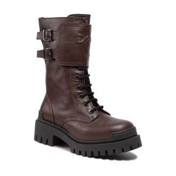 Ghete dama -  piele naturala - talpa groasa - culoare maro -