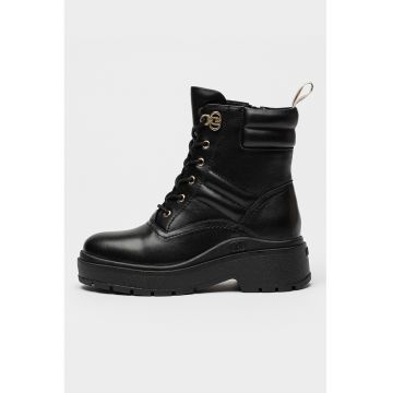 Ghete de piele cu fermoar lateral - Negru