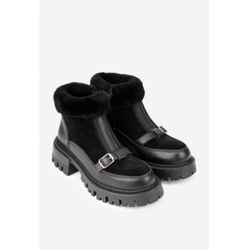 Ghete negre din piele intoarsa - Negru