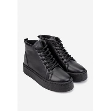 Ghete piele naturala negre dama - Negru