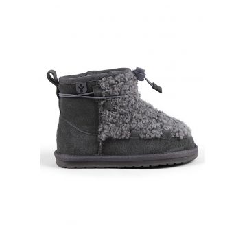 Ghete slip-on de piele intoarsa cu garnituri de lana Mauboy - Gri antracit