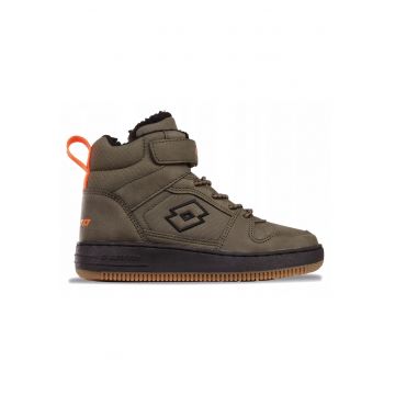 Ghete sport copii  PREHNA FUR - inalte - sintetic/textil - kaki