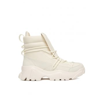 Ghete unisex  Off White - piele ecologica - logo auriu
