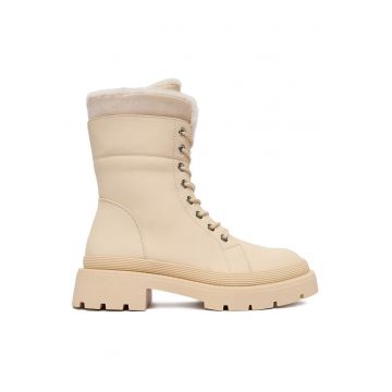 Pantofi dama -  material textil - bej -
