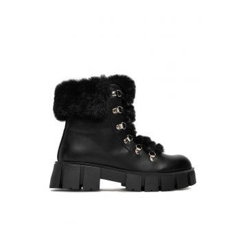 Pantofi dama -  material textil - negru -