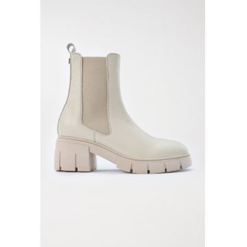 Botine Chelsea din piele cu toc masiv -
