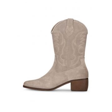 Botine cowboy cu fermoar din piele intoarsa